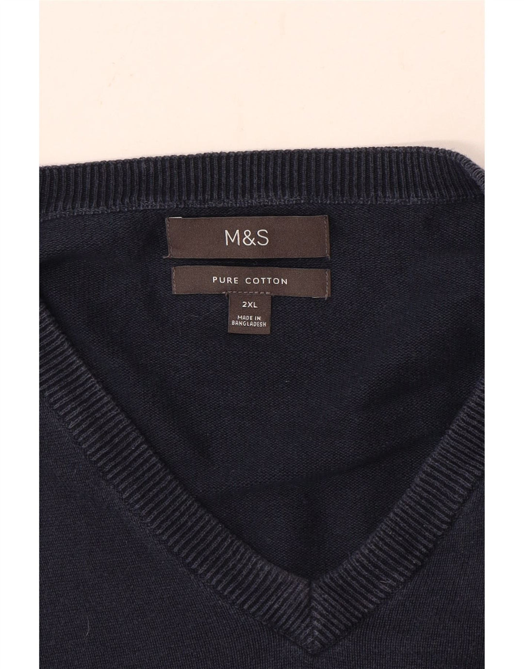 Мужской джемпер с v-образным вырезом Marks & Spencer 2XL, темно-синий, хлопок