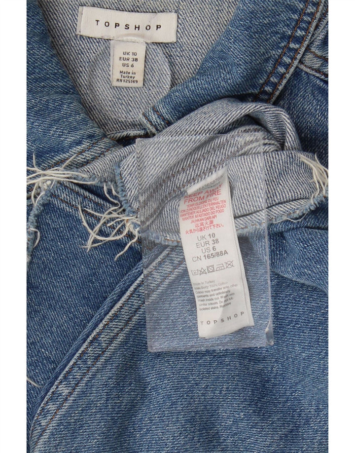 Женская укороченная джинсовая куртка оверсайз Topshop UK 10, маленькая синяя, хлопок