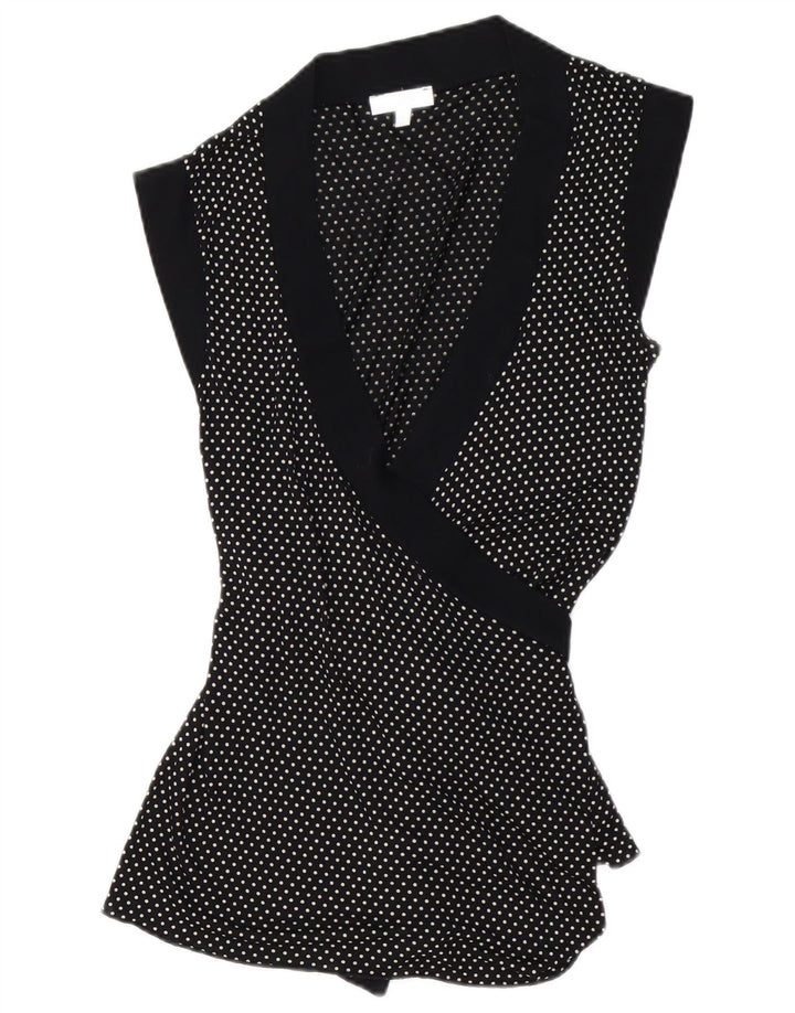 Женский кардиган без рукавов с запахом KOOKAI, размер США 3, маленький черный в горошек