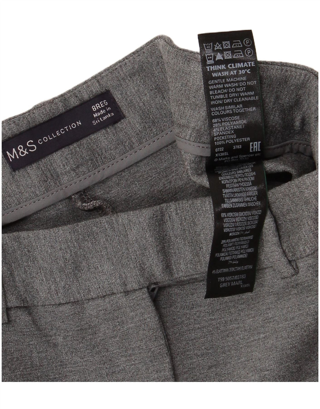 Женские прямые повседневные брюки MARKS & SPENCER UK 8 Small W26 L25 Серые