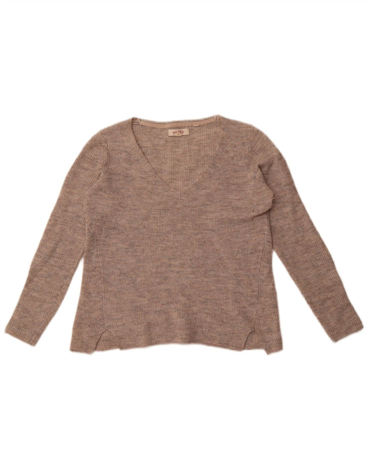 Женский джемпер с v-образным вырезом Fat Face, Великобритания, 8, маленький, бежевый, нейлоновый