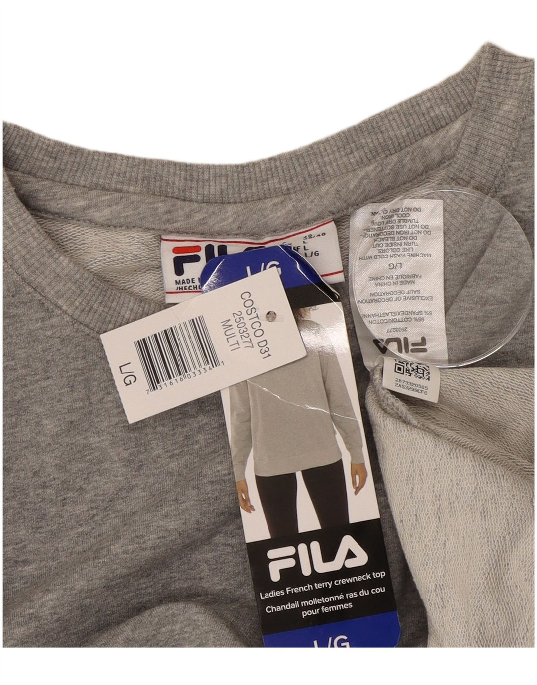 Женский свитер Fila UK 16, большой серый хлопок