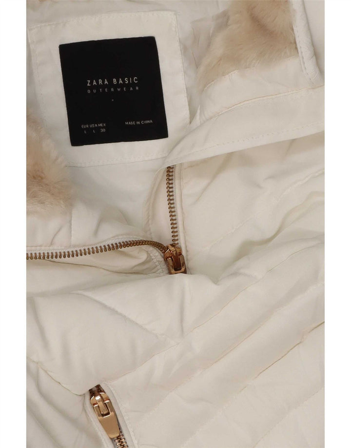 Женская стеганая куртка Zara UK 14, большая белая