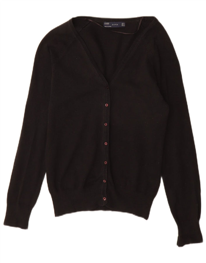 Женский кардиган Zara UK 12, средний черный хлопковый свитер