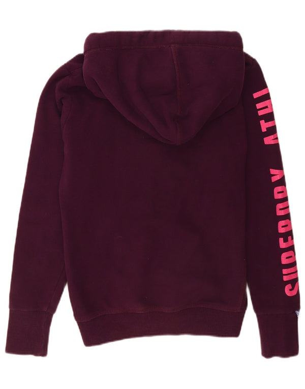Женский свитер с капюшоном на молнии с графическим рисунком Superdry, размер UK 10, маленький, фиолетовый, хлопок
