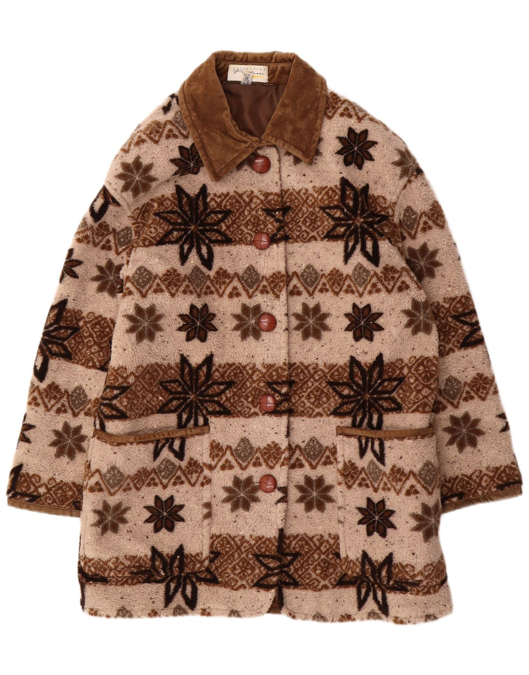 ВИНТАЖНАЯ женская ветровка оверсайз, Великобритания 10, маленький размер, бежевый Fair Isle