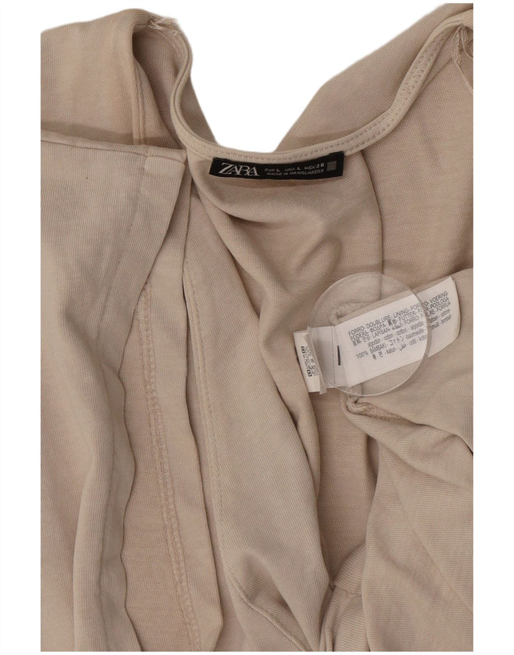 Женская блузка с запахом Zara Top UK 16, большой размер, бежевый хлопок