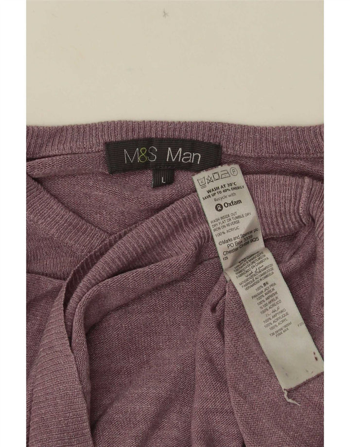 Мужской джемпер с круглым вырезом Marks & Spencer, большой фиолетовый акрил