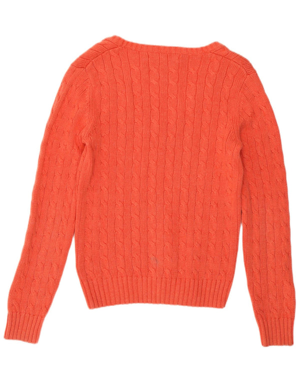 Женский джемпер с v-образным вырезом Tommy Hilfiger UK 14, хлопок среднего розового цвета