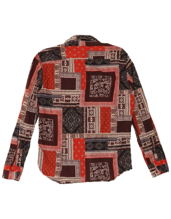 VINTAGE Мужская рубашка большого размера из разноцветного лоскутного хлопка