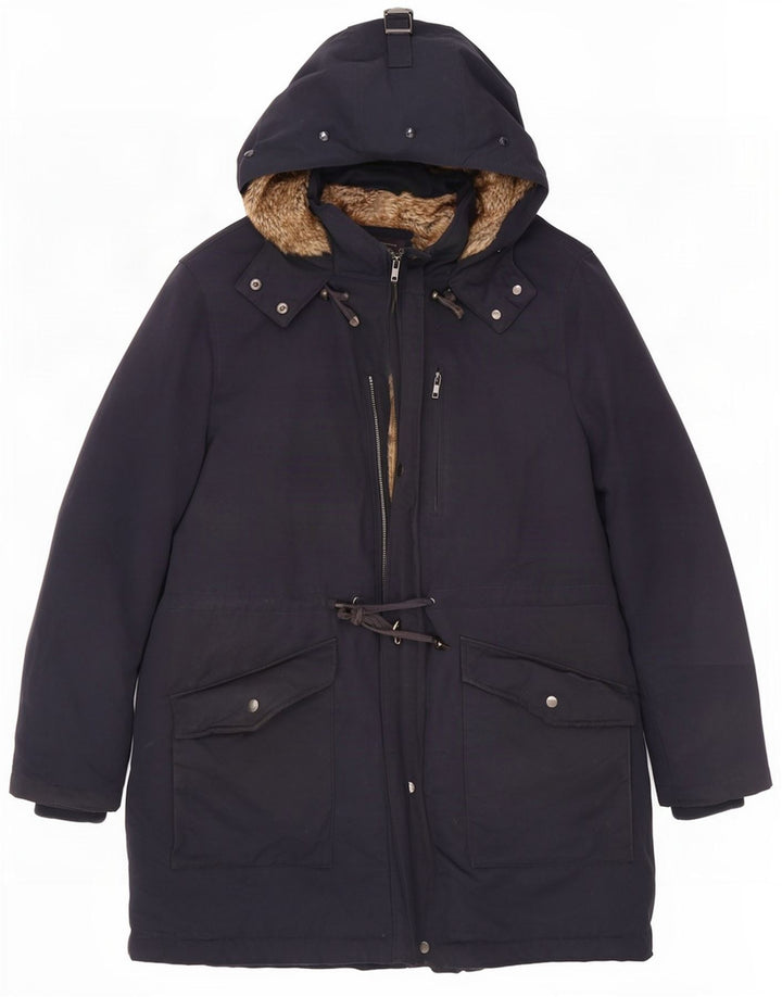 Женская парка с капюшоном Marks & Spencer UK 20 3XL Темно-синий полиэстер
