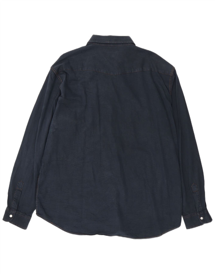 CARRERA Мужская джинсовая рубашка 2XL Темно-синяя, хлопок