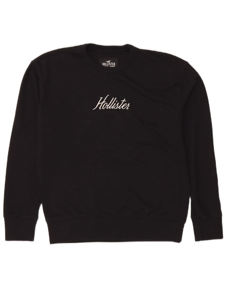 Мужской свитшот с рисунком Hollister, маленький черный хлопковый джемпер