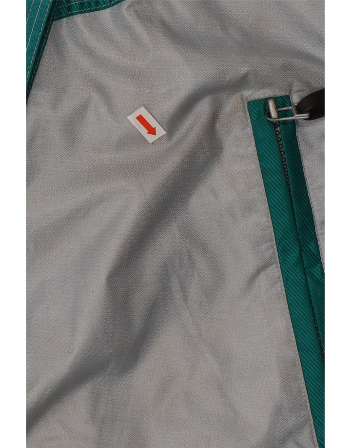 Винтажная мужская лыжная куртка с графическим рисунком EU 48, средний зеленый полиамид с цветными блоками