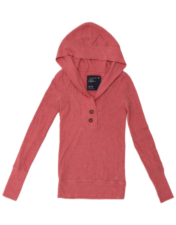 Женский топ с капюшоном и длинным рукавом American Eagle Outfitters UK 4 XS, розовый хлопок