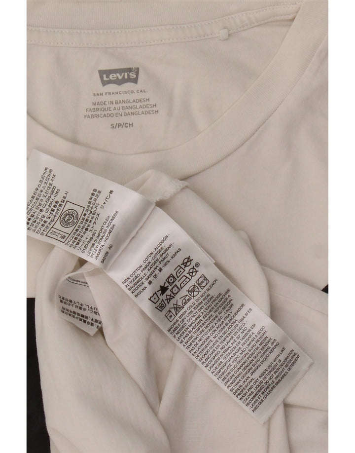 LEVI'S Womens Graphic T-Shirt Top UK 10 Small White Vintage Levi's and Second-Hand Levi's from Messina Hembry 