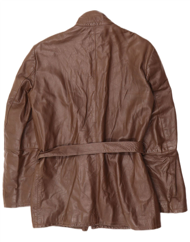 Винтажная женская кожаная куртка IT 50 XL Коричневая