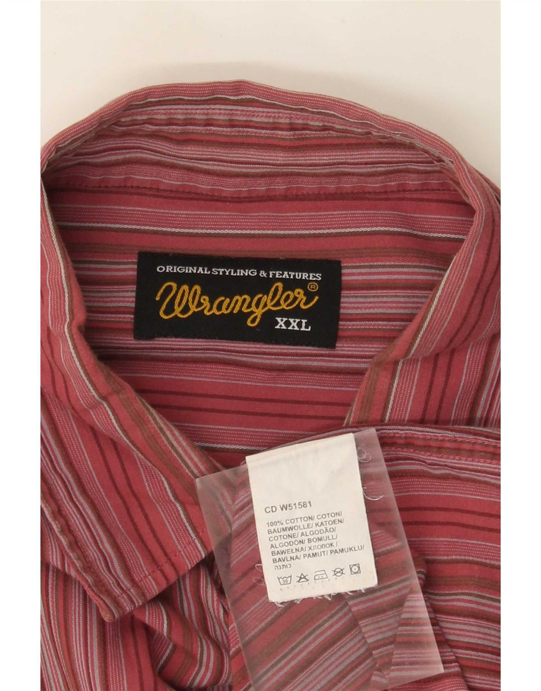 Мужская рубашка Wrangler 2XL из хлопка в красную полоску