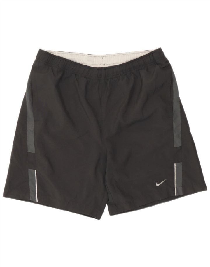 Мужские спортивные шорты Nike среднего размера, черные с цветными блоками, полиэстер, спортивные