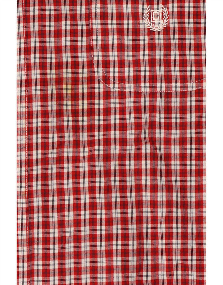 Мужская рубашка с коротким рукавом Chaps Easy Care, 2XL, хлопковая красная клетка