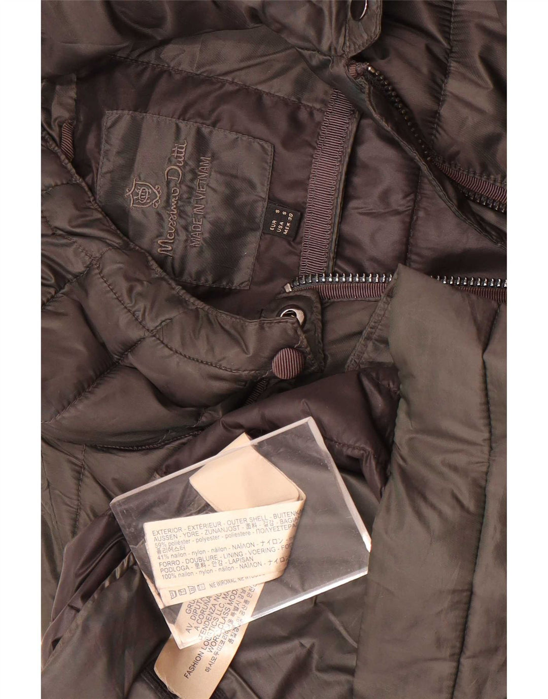 Женское стеганое пальто с капюшоном Massimo Dutti UK 10, маленький цвет хаки, полиэстер