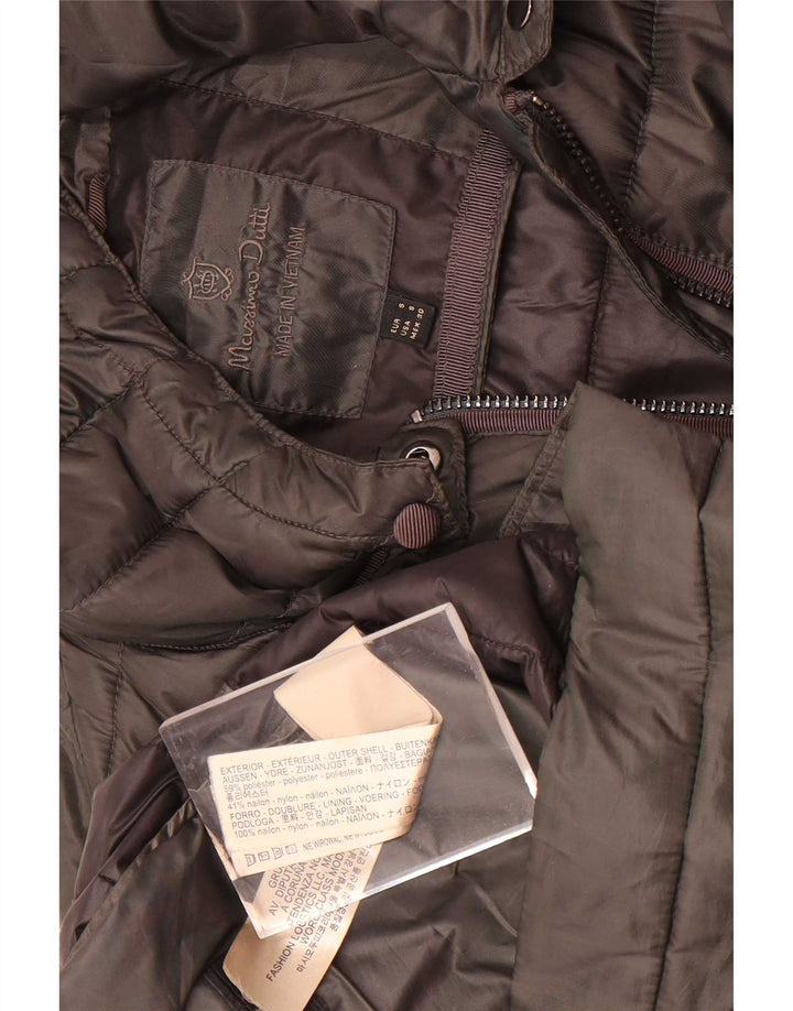 Женское стеганое пальто с капюшоном Massimo Dutti UK 10, маленький цвет хаки, полиэстер