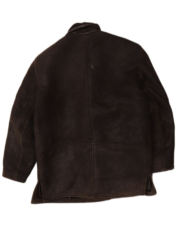 Vintage Mens Shearling Jacket UK 40 Large Black
