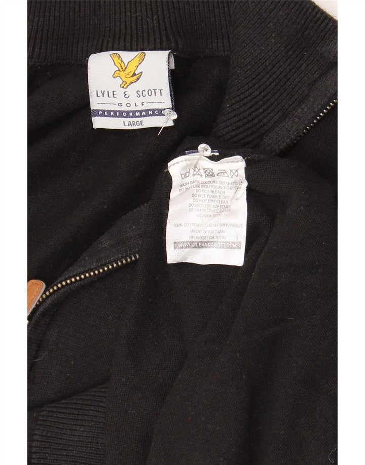 Мужской джемпер с воротником на молнии Lyle & Scott, большой черный хлопковый свитер