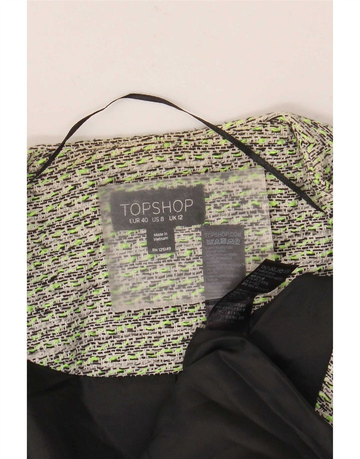Женский открытый пиджак Topshop UK 12, хлопковый средний зеленый цвет
