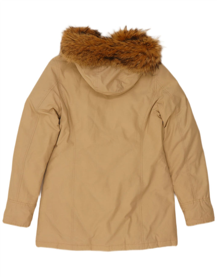 Женское стеганое пальто с капюшоном Woolrich UK 14, средний бежевый хлопок