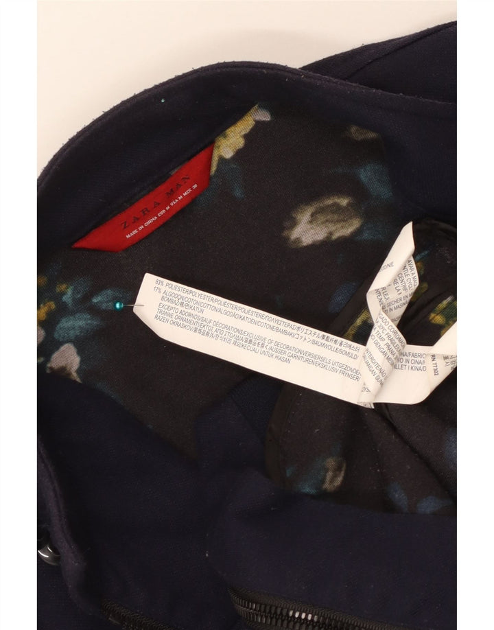 Мужская куртка-бомбер ZARA UK 38, средний темно-синий полиэстер