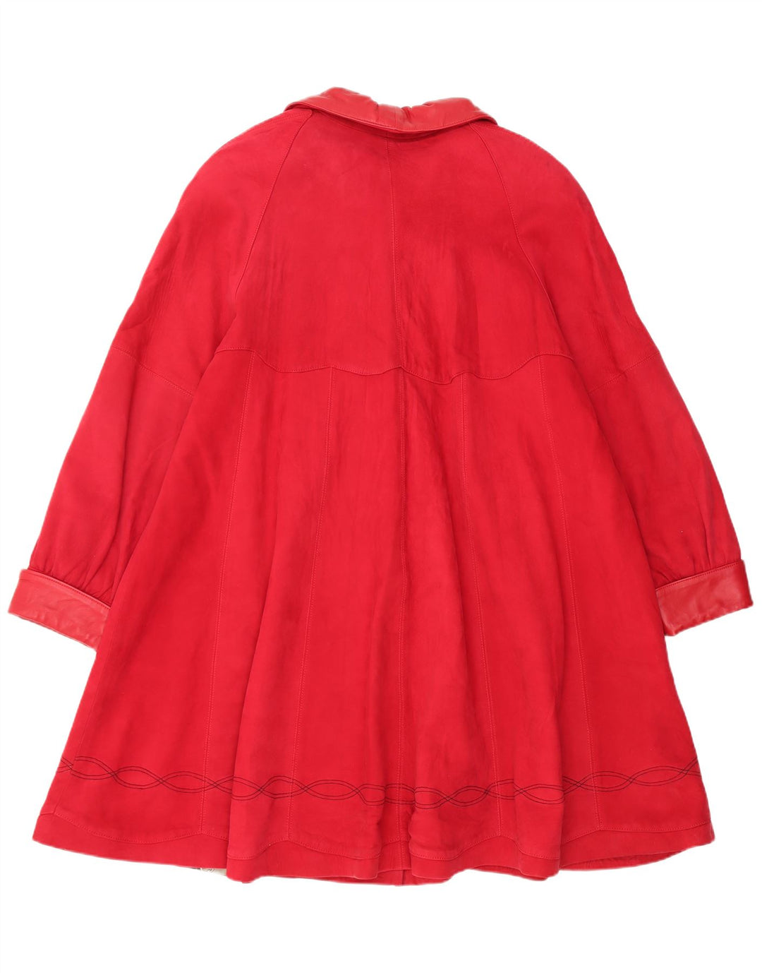 Винтажное женское замшевое пальто оверсайз UK 14, кожа среднего красного цвета