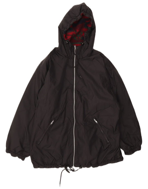 Vintage Womens Hooded Oversized Reversible Jacket UK 18 XL Black Nylon