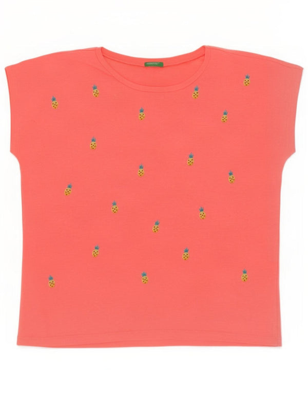 Женская футболка с рисунком Benetton Top UK 14 Medium Pink