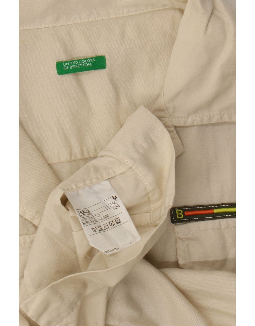 Женская рубашка с коротким рукавом Benetton UK 12, средний бежевый, хлопок