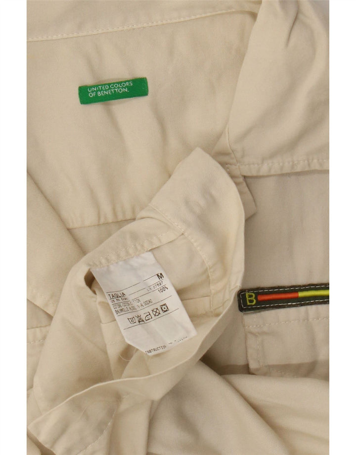 Женская рубашка с коротким рукавом Benetton UK 12, средний бежевый, хлопок