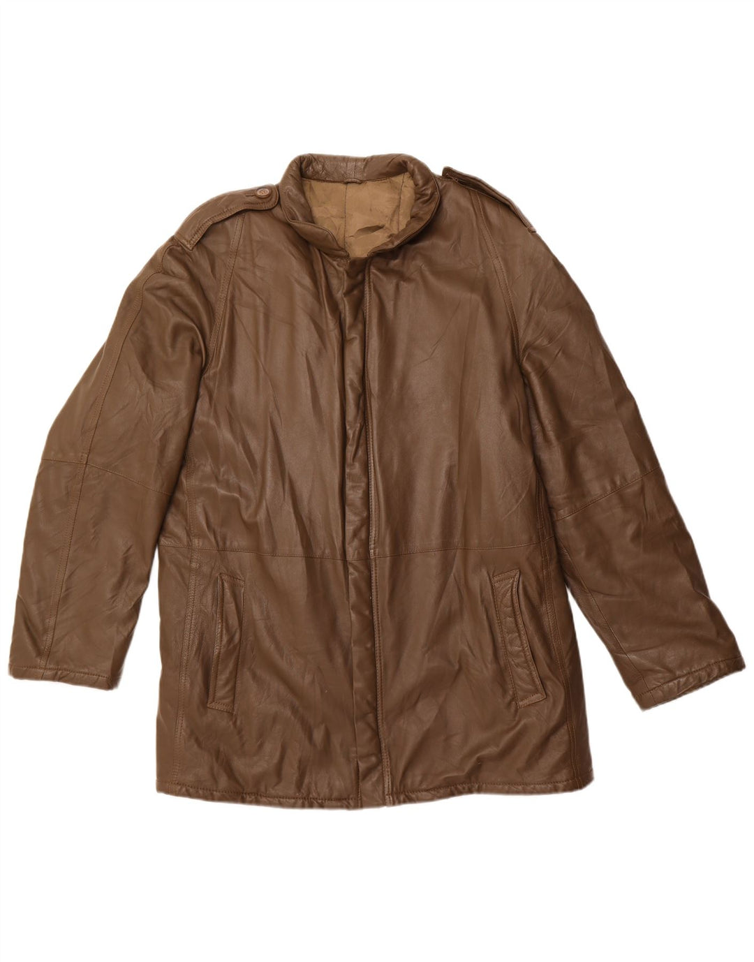 Винтажная мужская кожаная куртка в стиле милитари UK 42 XL из кожи цвета хаки