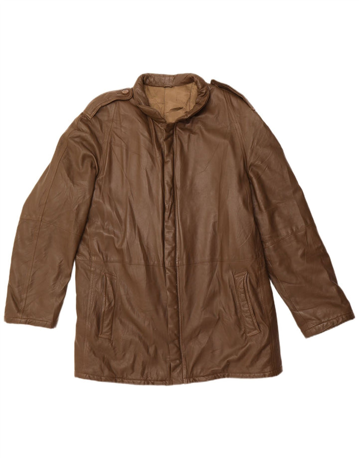 Винтажная мужская кожаная куртка в стиле милитари UK 42 XL из кожи цвета хаки