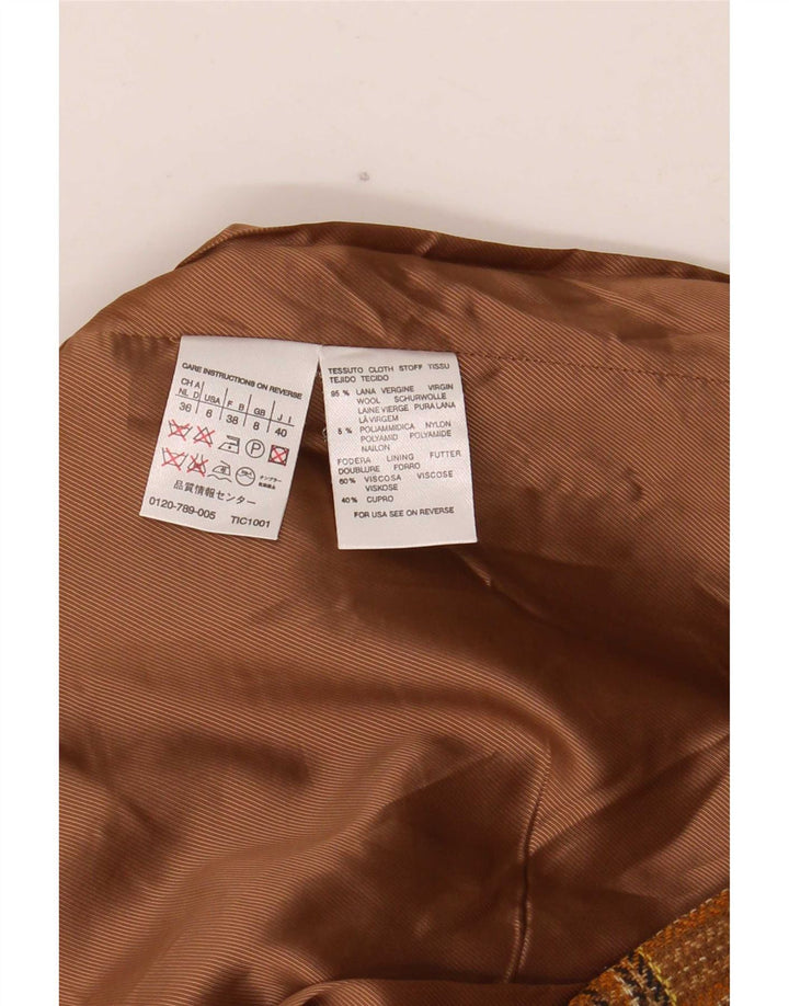 Женский пиджак Max Mara Weekend с 2 пуговицами, Великобритания, 8, маленькая коричневая шерсть в клетку