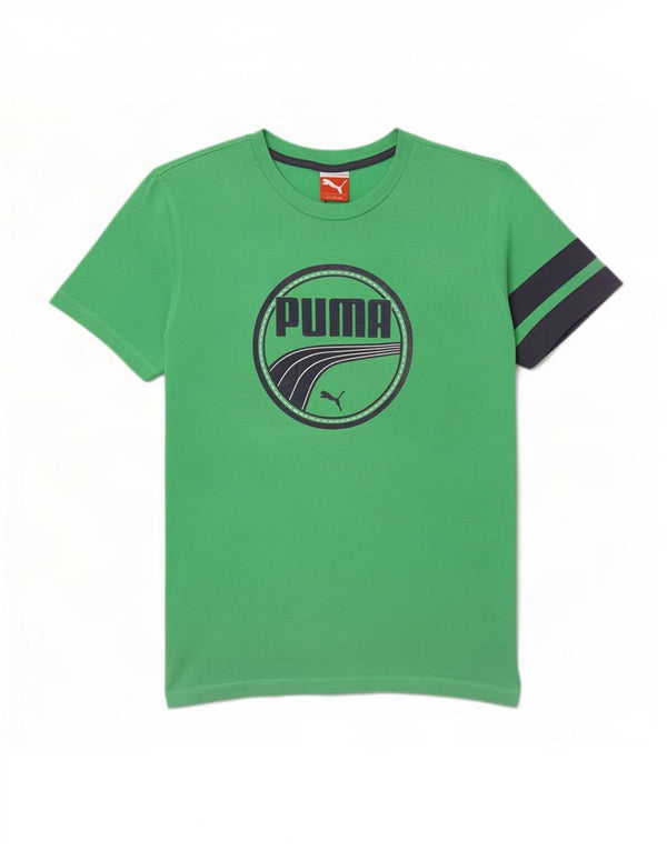 Мужская футболка с рисунком Puma, маленькая зеленая хлопковая футболка с цветными блоками