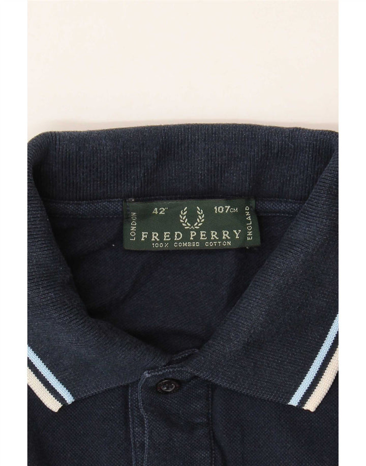 Мужская рубашка-поло Fred Perry среднего размера, темно-синяя полоска, хлопок