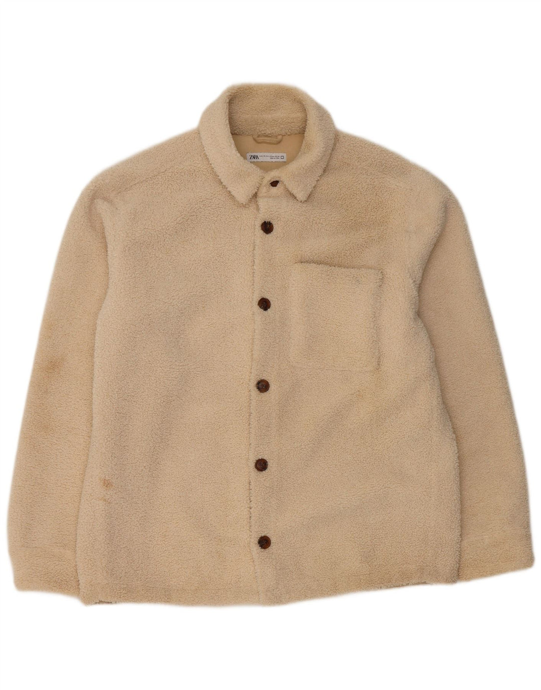 Мужская флисовая куртка-бомбер Zara UK 42 XL, бежевый полиэстер