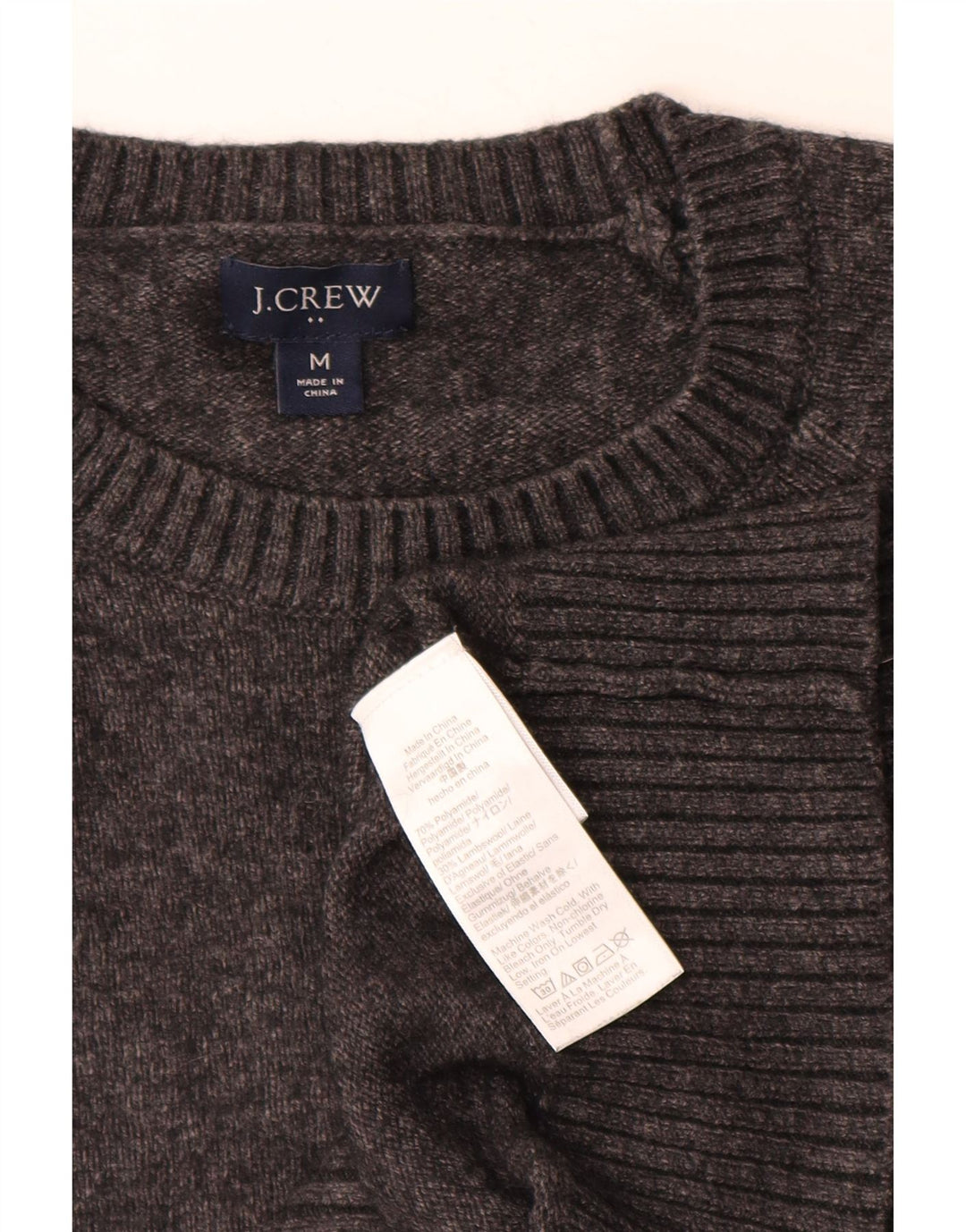 Мужской джемпер с круглым вырезом J. CREW, средний серый полиамид с крапинками