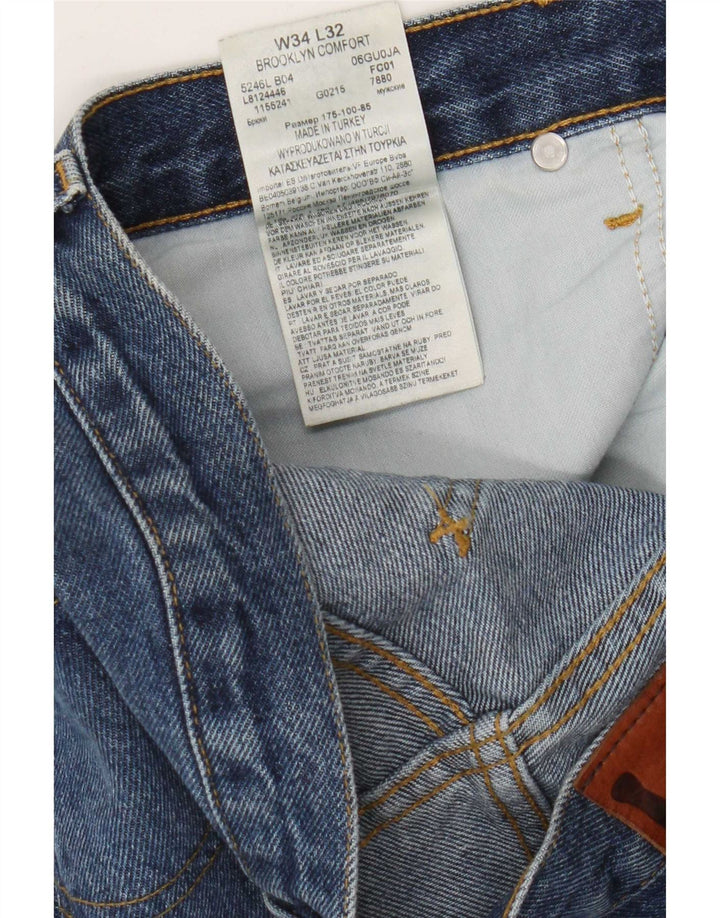 Мужские прямые джинсы Lee Brooklyn W34 L32, синий хлопок