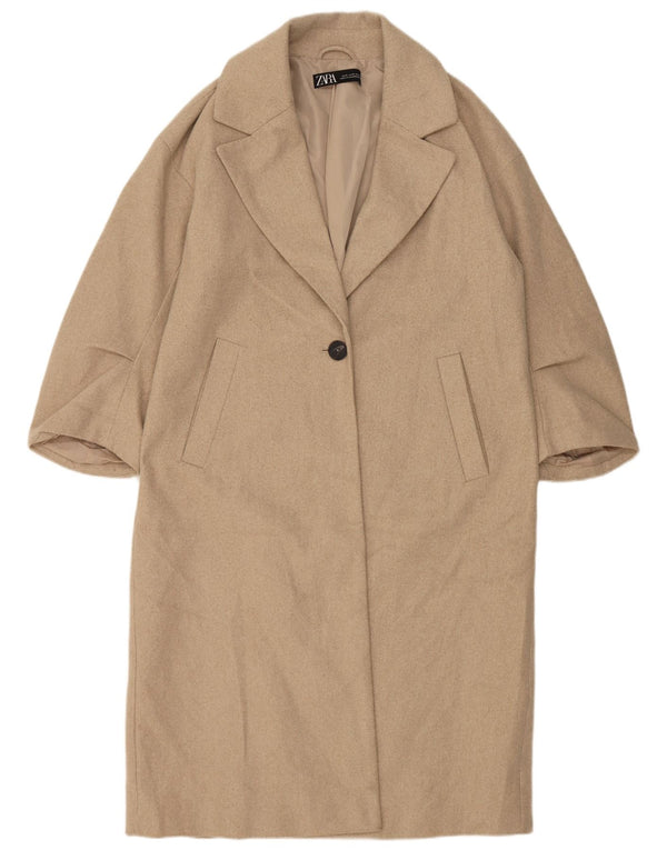 Женское пальто Zara UK 6 XS бежевое из полиэстера