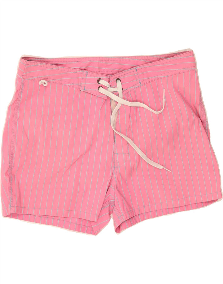 SUNDEK Womens Swimming Shorts UK 14 Medium  Pink Striped Polyester Vintage Sundek and Second-Hand Sundek from Messina Hembry 