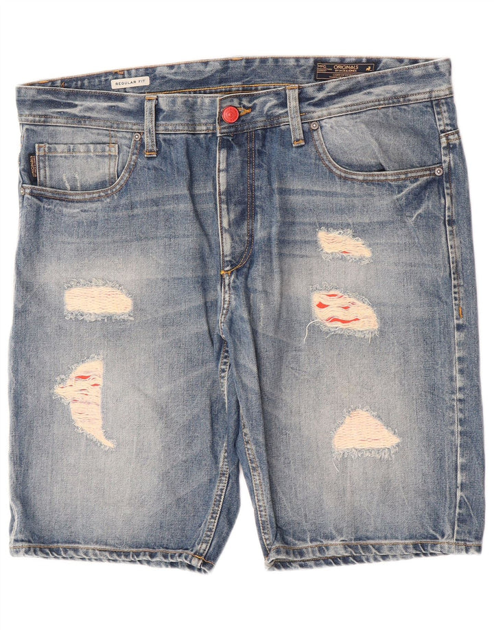Jack & Jones Мужские джинсовые шорты стандартного кроя с потертостями W38 XL синие