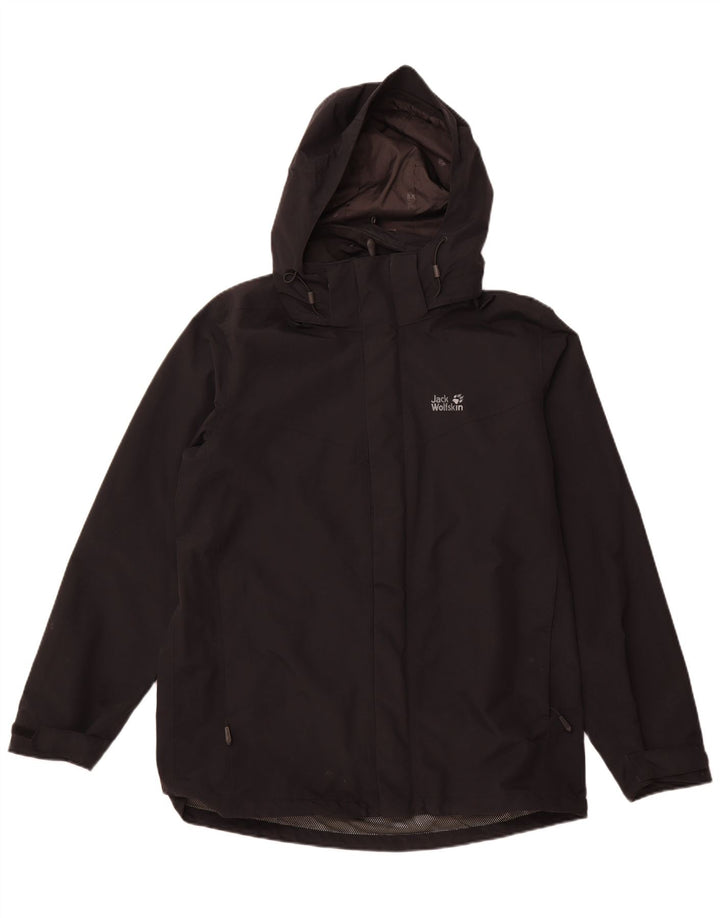 Мужская дождевик с капюшоном JACK WOLFSKIN UK 42, большой черный полиамид