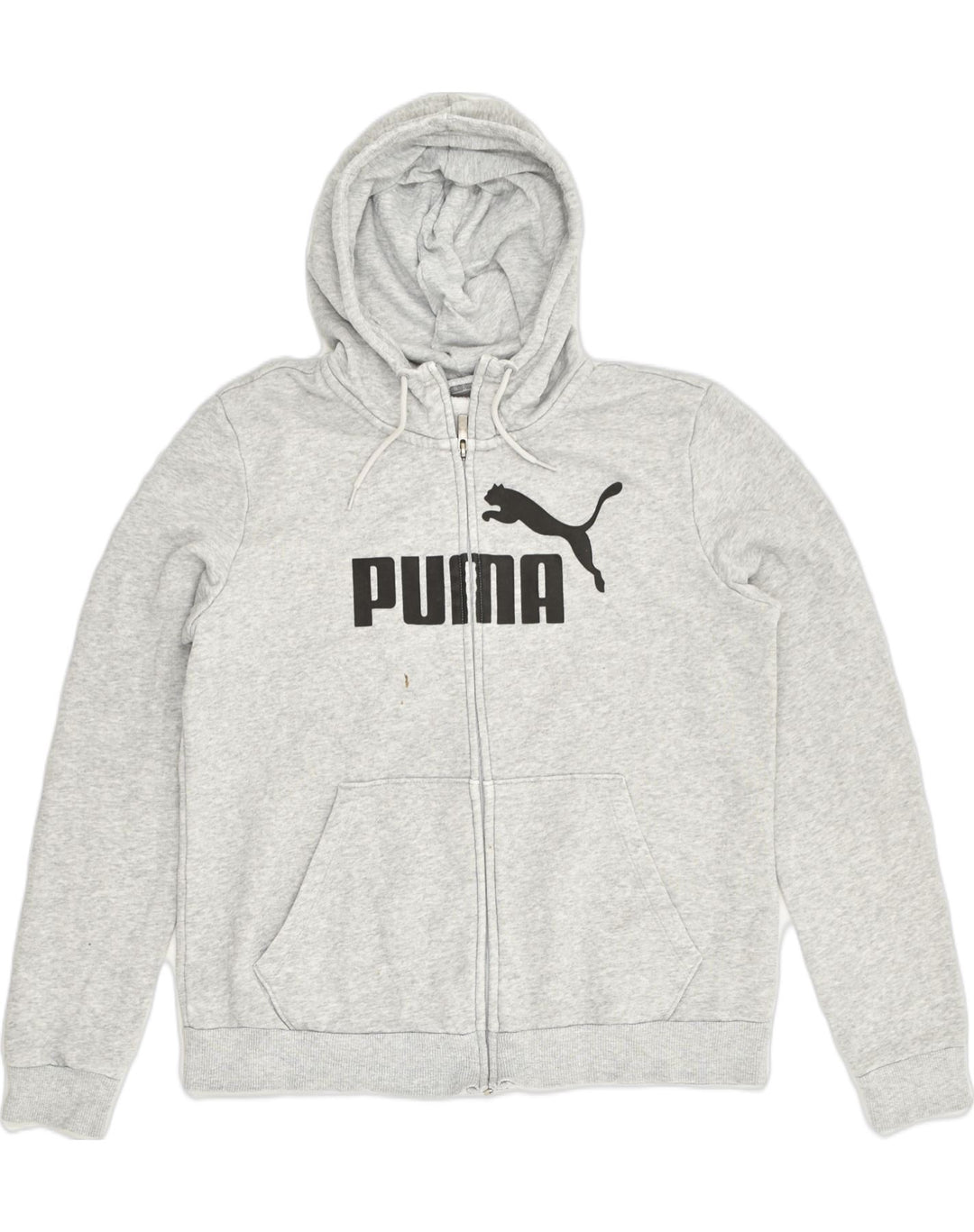 PUMA Womens Graphic Zip Hoodie Sweater UK 16 Large  Grey Cotton | Vintage Puma | Thrift | Second-Hand Puma | Used Clothing | Messina Hembry 