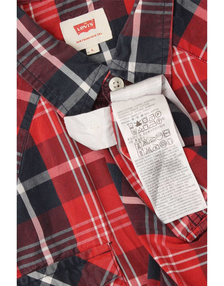 Мужская рубашка с коротким рукавом Levi's, большая красная клетка, хлопковая
